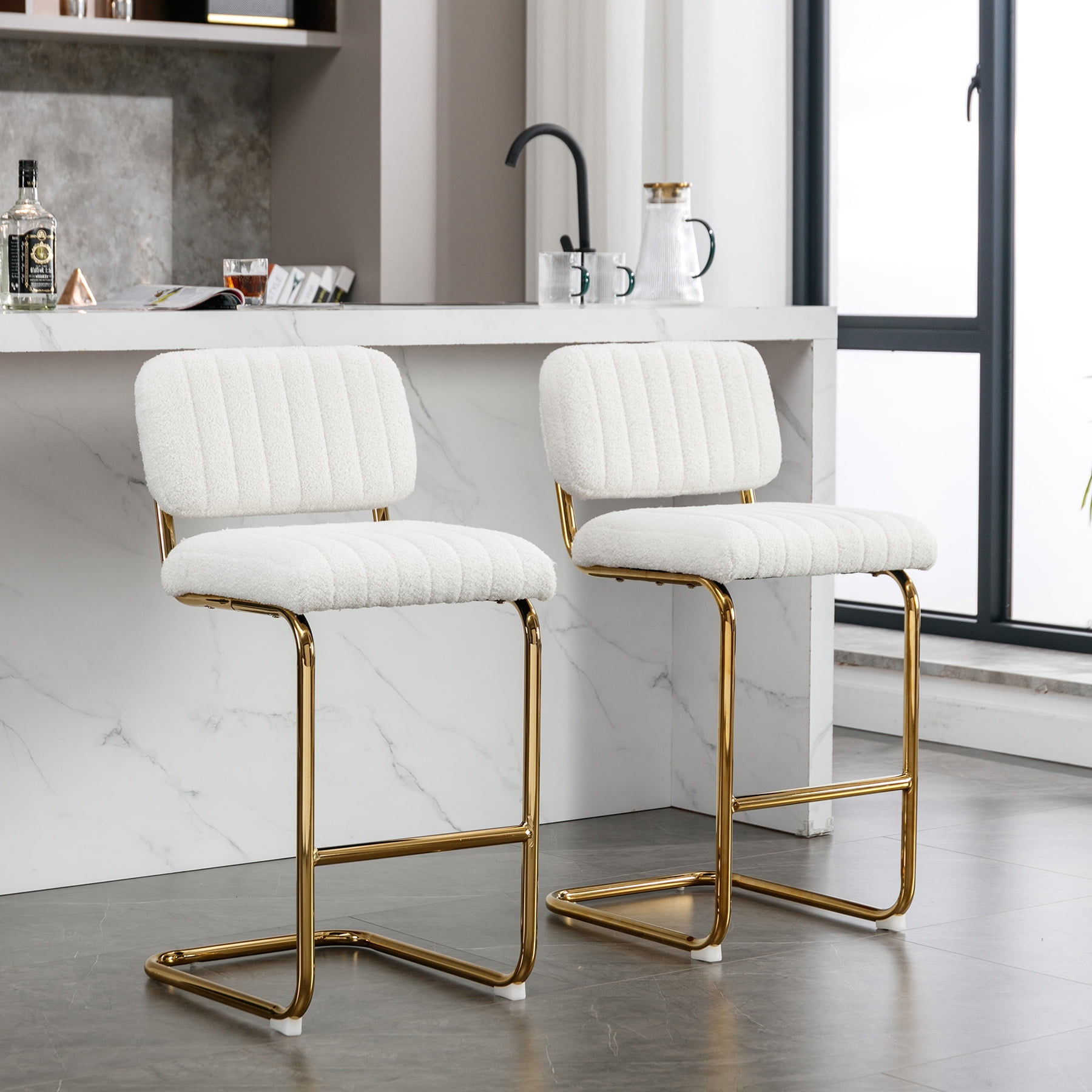 Ouyessir Barstools Set of 2,MidCentury Modern Counter Height Bar