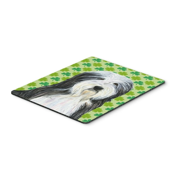"Bearded Collie St. Patricks Day Shamrock Portrait Mouse Pad Hot Pad or Trivet"