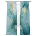 thumbnail image 7 of Green Marble Sheer Curtains 96 inches Long 2 Panels Set Abstract Modern Art Green Gradient Waves Tiers Sheers Rod Pocket Small Window Short Curtains for Kitchen Cafe, Each 52" W x 96" L, 7 of 7