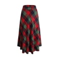 thumbnail image 2 of Women's Lattice Skirt Warm Elastic Waist Wool A-Line Pleated Tartan Winter Long Skirts, 2 of 14