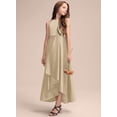 thumbnail image 4 of Drtj 2-14T Junior Flower Girl A-line Scoop Asymmetrical Satin Wedding Bridesmaid Cascading Ruffles Dress, 4 of 6