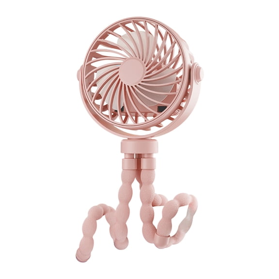 Avdolw Flexible Tripod Clip USB Rechargeable Portable Fan, 3 speed adjustable baby stroller car seat outdoor travel cooling fan device,Pink