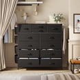 thumbnail image 3 of LainTene 12 Drawers Dresser for Bedroom, Fabric Closet Chests Organizer Tower Furniture with Wooden Top Metal Frame for Clothes, Room, Living Room, Hallway，Black PU, 3 of 10
