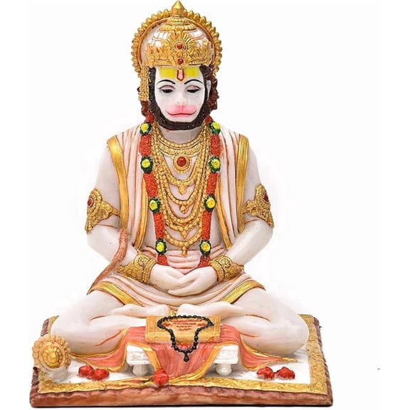Bhagwan Hanuman Ji Polyresin Statue with Marble Dust, Home Temple Decoration, 8 x 6 x 5.5 Inches