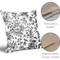 thumbnail image 4 of Black & White Outdoor Pillow Covers 16x16 Inch Set of 2 Black Floral Throw Pillow Covers Decorative Vintage Flower Pillowscase Cotton Linen Square Cushion Covers Sofa Couch Bedroom Party Home, 4 of 6