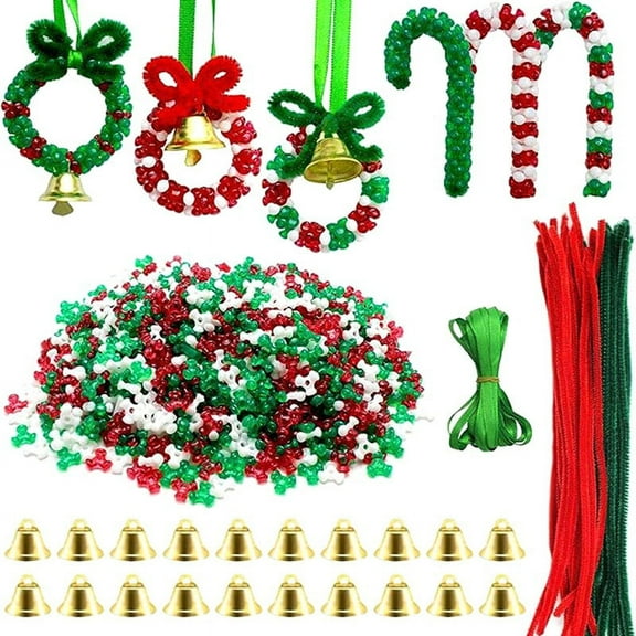 1570 PCS Christmas Beaded Ornament Kit Party Craft Wreath Candy Cane for Hanging