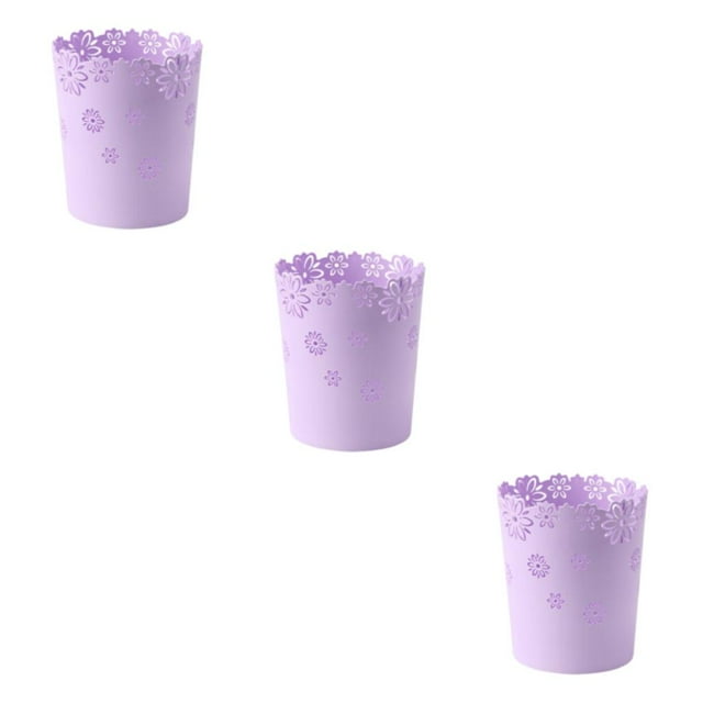 Wweixi Durable Trash Bin With Anti Slide Bottom Reliable And Convenient Prevents purple small size 3Set