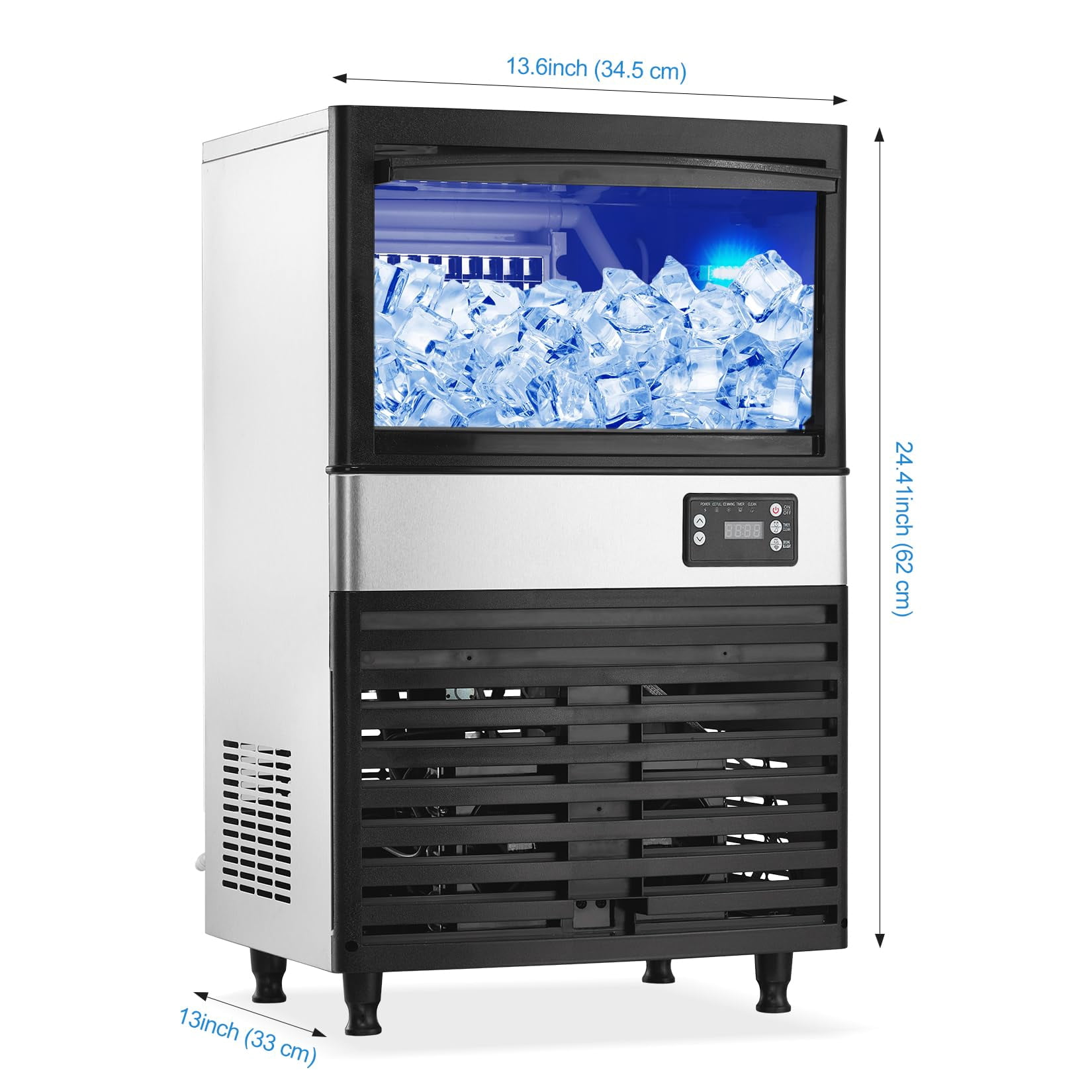 EastVita Multi-style Commercial Ice Maker Machine, with Storage Bin, Clear Ice Cubes, Counter Freestanding Ice Machine for Home/Party/Bar/Restaurant