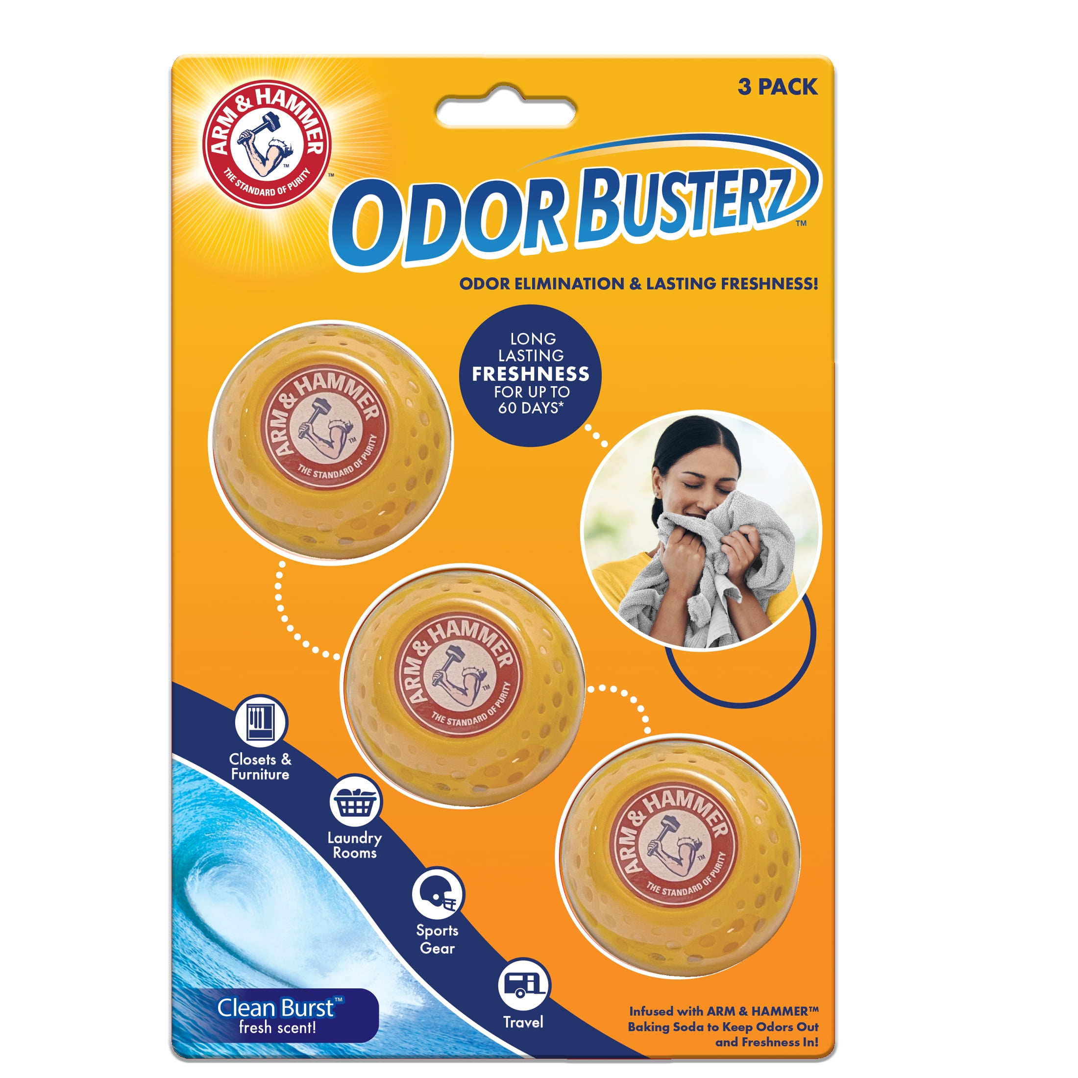 (6 pack) Arm & Hammer Odor Busterz Balls, Odor Eliminating Freshener, 3‑Pack