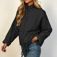 thumbnail image 5 of FRSASU Women's Quilted Cropped Jacket Stand Collar Zip Up Lightweight Puffer Coat with Drawstring Hem & Pockets Black, 5 of 7