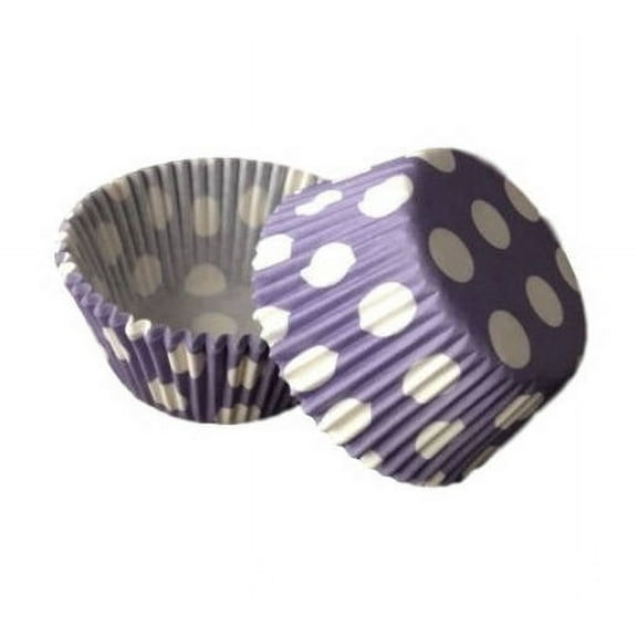 Purple & White Polka Dot Cupcake Wrappers (25pcs, Standard Size) Grease Resistant Cake Liners for Baking, Caking and Crafting by Bakell