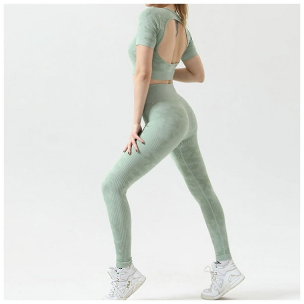 justharion Sports Gym Workout Tracksuits Set with High Waisted