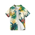 thumbnail image 4 of Abcomgle Boys Hawaiian Shirt 5/6 Tropical Palm Tree Print Boys Beach Shirt Button Down Short Sleeve Vacation Hawaiian Clothes for Boys,Green,10-11Years, 4 of 5