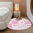 thumbnail image 2 of Valentine's Day Round Area Rug 8Ft Washable Large Circle Rugs for Living Room Dorm, Pink Bows Romantic Roses Farmhouse Plaid Non-Slip Carpet Floor Mats Indoor Outdoor Carpet Runner Home Decor, 2 of 8