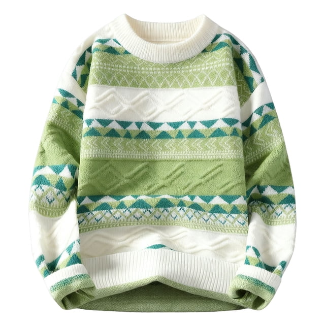 Chandails et Pulls pour Hommes, Chandail Décontracté Imprimé à Manches Longues à Col Rond Polyvalent en Tricot, Chandail pour Homme