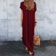 thumbnail image 4 of Gibobby Vestido Causal para Mujer de Verano Vestido largo dividido con bolsillo informal a la moda de color sólido con cuello en V para mujer(Rojo,XL), 4 of 5