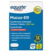 Equate Mucus-ER Max, Expectorant, Extended Release Tablets, 14 Count