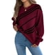 thumbnail image 1 of Suéter Informal de Rayas con Cuello Redondo y Larga Tipo Farol para Mujer Rojo S, 1 of 10