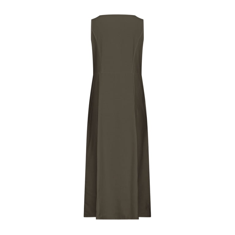Ayolanni Womens Party Dresses Plus Sizes Vacation Gray Sleeveless Solid Maxi Dresses Dresses for Juniors Plus Size L, Women's, Size: