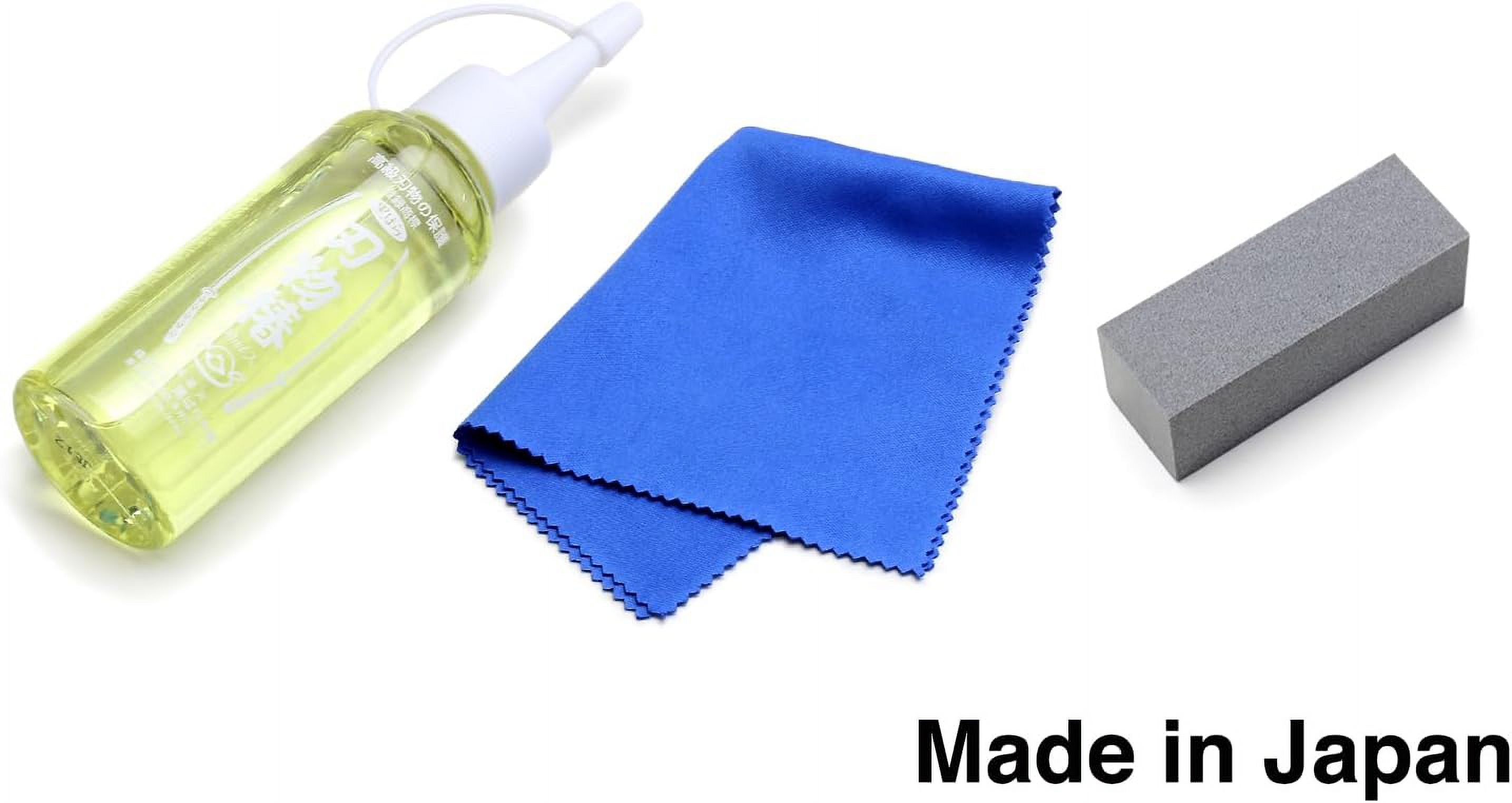 Pure Tsubaki Japanese Knife Maintenance Oil 3.4 oz & Large Sabitori Rust Erasers Set - Made in Japan