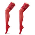 thumbnail image 3 of Varsbaby Women's Lace Embroidery See Through Panties Garter Belt with Stockings, 3 of 4
