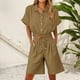 thumbnail image 2 of Vestidos Casuales Para Mujer, Blusas De Mujer De Moda Conjunto de blusa y pantalones cortos de lino para mujer, con solapa, manga corta y botones sueltos, para verano, 2 of 7