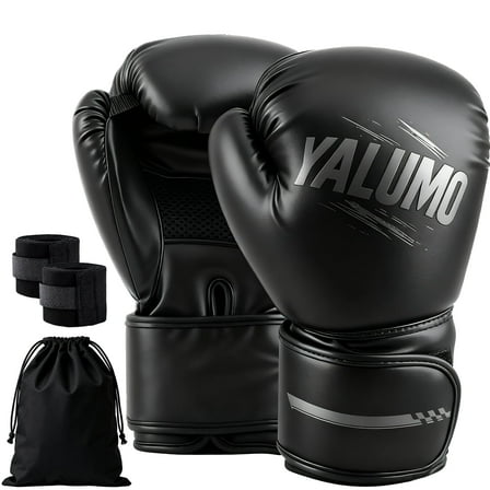 Yalumo Boxing Gloves for Men and Women, PU Leather Training Gloves Shockproof Gloves with Wrist Support for Sparring, Punching, Kickboxing, Muay Thai, MMA