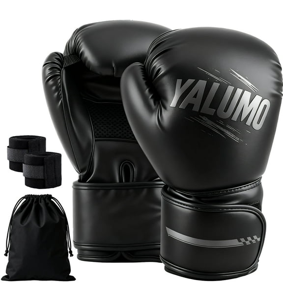 Yalumo Boxing Gloves for Men and Women, PU Leather Training Gloves Shockproof Gloves with Wrist Support for Sparring, Punching, Kickboxing, Muay Thai, MMA