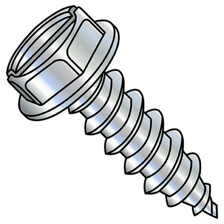 

1/4-14X1 1/2 Slotted Indented Hex Washer 7/16 A/F Self Tap Screw Type AB Full Thread Zinc (Pack Qty 1 250) BC-142407ABSW