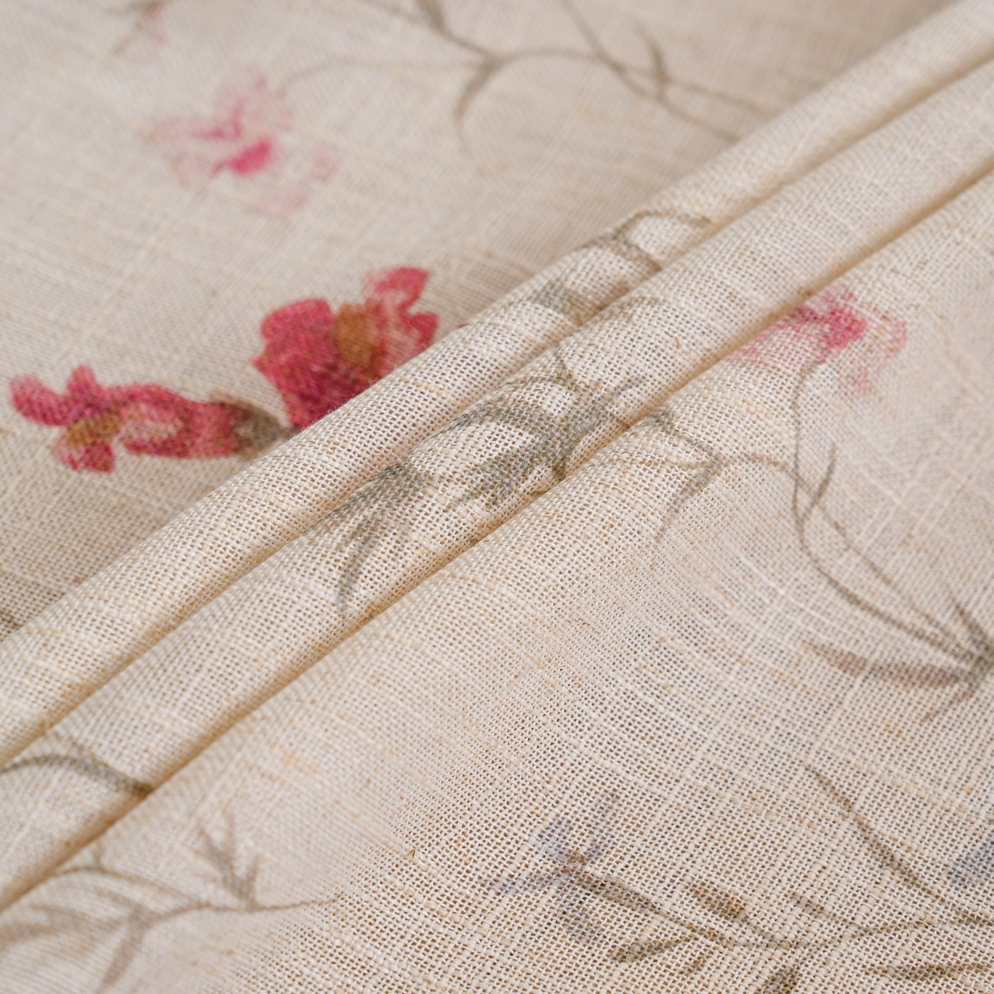 Seasonwood Floral Curtain for Living Room, 108 Inch Farmhouse Semi-Blackout Curtain,1 Panel,Beige,52" x 108"