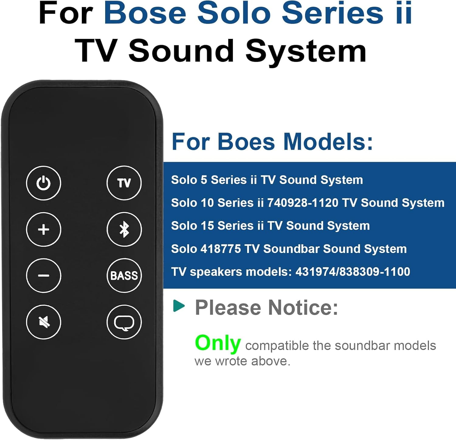 Remote Control for Bose Solo 5 Series II Sound System 732522-1110