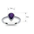 thumbnail image 5 of SuperJeweler 1 Carat Pear Shape Amethyst and Halo Diamond Ring In Sterling Silver For Women, 5 of 6