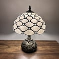 thumbnail image 3 of Tiffany Table Lamp White Stained Glass LED Bulb Included Dragonfly Base 10"W*10"D*14"H, 3 of 7
