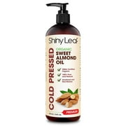 Organic Sweet Almond Oil 100% Pure Cold-Pressed for Body, Face Skin and Hair - 16oz - Shiny Leaf