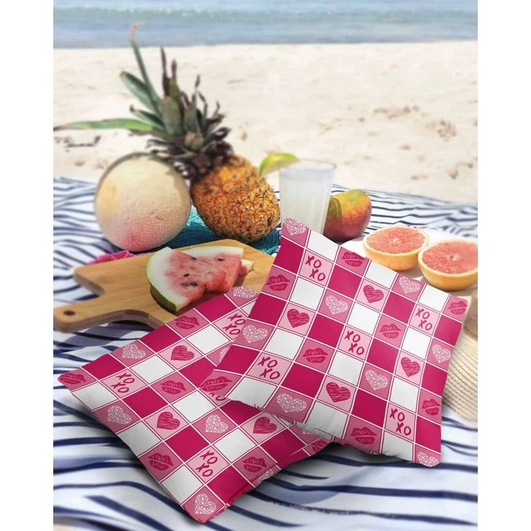 Outdoor Pillows Cover 26x26 Pack of 2 Valentine s Day Pink Waterproof Throw Pillow Covers for Outdoor Decorative Pillowcase Buffalo Check Sofa Couch Cushion Cases for Patio Garden Walmart