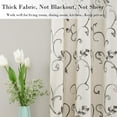thumbnail image 3 of VOGOL Vines Embroidered Faux Linen Grommet Curtains, Light Filtering Window Treatment for Farmhouse, W52"xL63", Grey, 2 Panels, 3 of 6
