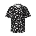 thumbnail image 2 of Xecao Black White Leaves print Hawaiian shirt - a stylish short-sleeve button-down for men, perfect for casual beach and tropical outings., 2 of 9