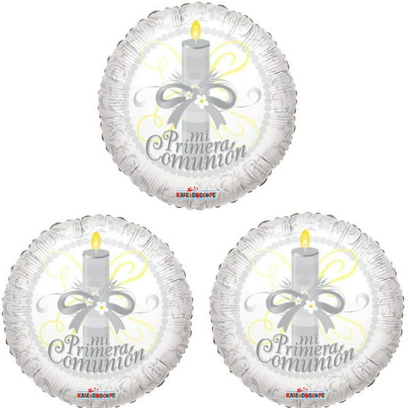 18" Communion Mi Primera Comunion Spanish White Foil Balloon (3 Balloons )