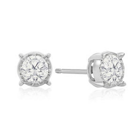 1 Carat Diamond Miracle Stud Earrings In 14 Karat White Gold
