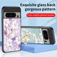 thumbnail image 2 of Feishell Compatible with Google Pixel 7a 6.1 inch Flower Pattern Case with Diamond Ring Holder Support Magnetic Car Mount,Shockproof Luxury Glossy Glass Slim Phone Case for Women Girls,F, 2 of 12