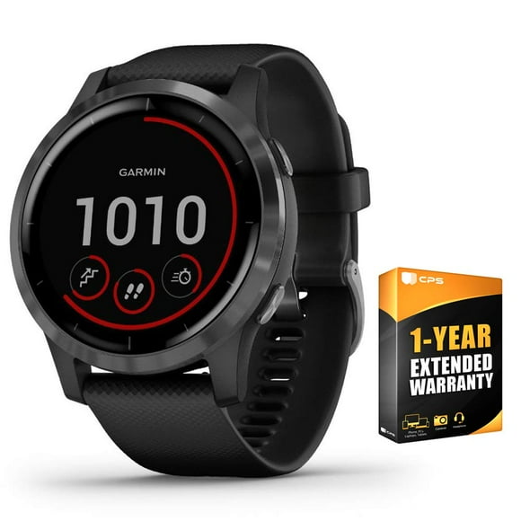 Garmin 010-02174-11 Vivoactive 4 Smartwatch Black/Stainless Bundle with 1 Year Extended Warranty
