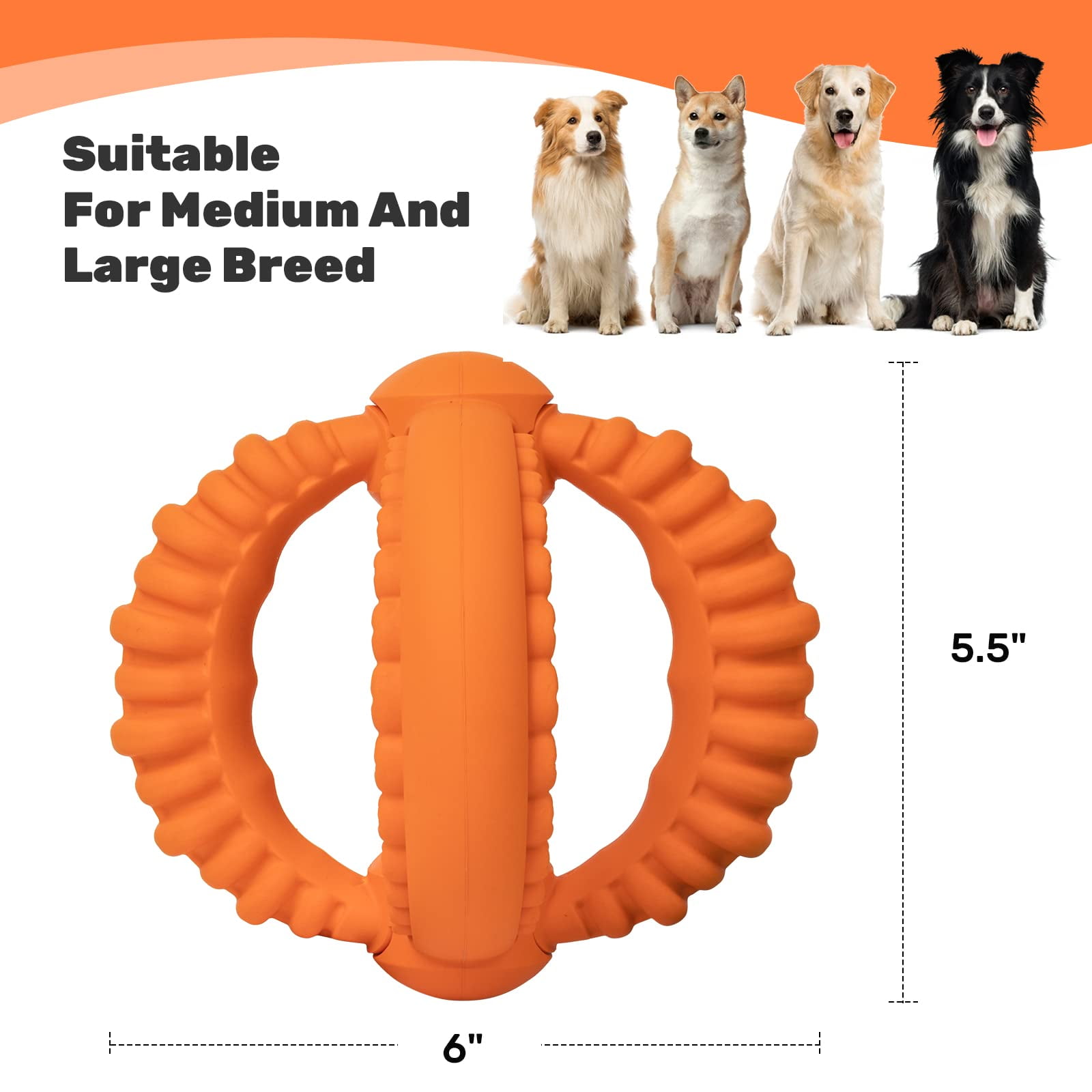 Interactive Dog Toys Detachable Dog Tug of War Toy with 2 Rings Natural Rubber Dog Chew Toys Suitable for Large Dogs for Teeth Cleaning Toy