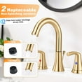 thumbnail image 6 of Sunrinx 8 Inch Widespread Bathroom Faucet Brushed Gold 3-Hole Dual Handle Swivel High Arc Drain, 6 of 12