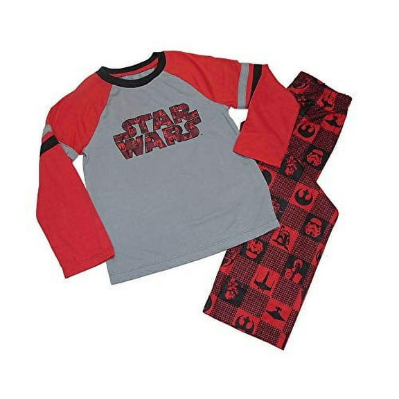 Star Wars Boy's Logo Polyester Jersey, Flannel Pajama Set, Size 5/6