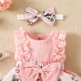 thumbnail image 7 of Douhoow Baby Girls Romper Dress, Infant Flower Print Lace Sleeveless Bowknot Jumpsuit, 7 of 7