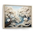 thumbnail image 2 of Designart "Ivory And Azure River Composition I" Landscape Forest River Floater Framed Wall Art Living Room, 2 of 5