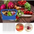 thumbnail image 5 of paquete de utensilios de cocina, rebanada de tomate, cebolla, verduras, tenedor de seguridad, aguja de carne tierna, herramienta de corte de verduras, utensilios de cocina creativos (azul) JFHHH pequeña, 5 of 5