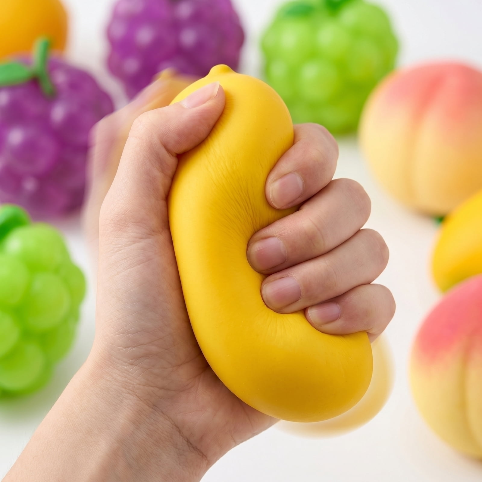 6 Pack Fruit Squishy Toys - Soft Fruit Shaped Slow Rising Fruit Squeeze Stress Balls ,  Sensory Stress Relief Fidget Toys for Kids & Adults