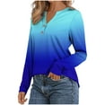 thumbnail image 5 of ShiShine 3/4 Sleeve T Shirts for Women Gradient Color Button Down Tshirt V Neck Casual Loose Tunic Tops Dressy Shirts, 5 of 6