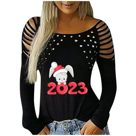 

Juebong Valentine s Day Women s Sweatshirt Hot Drilling Hollow Out Long Sleeve Cute Printed Crewneck Pullover Tops Lightweight Holiday Jumpers Black shirts for women S